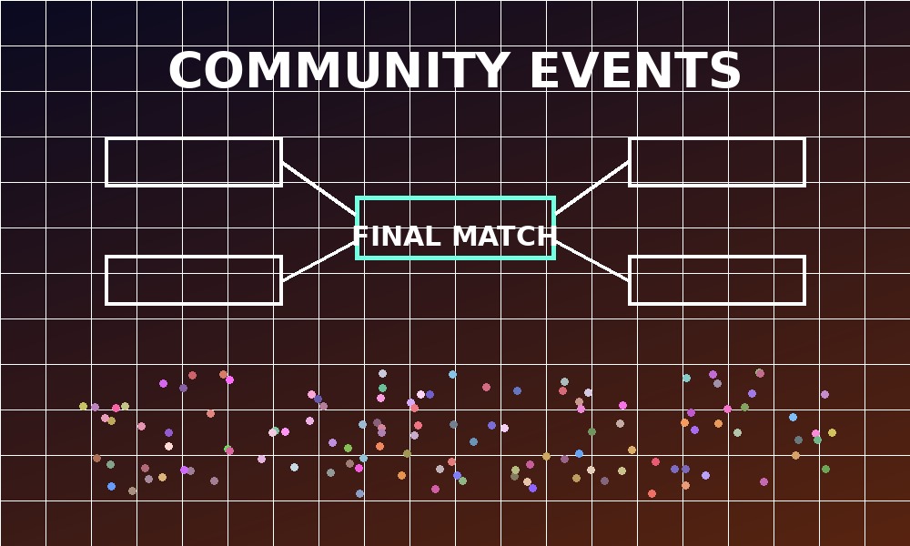 Illustrated esports tournament bracket and crowd